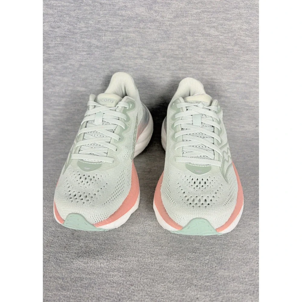Saucony Ride 15 Running Sneakers Womens 6 M Green Pink Mist Cameo Comfort - Picture 4 of 13